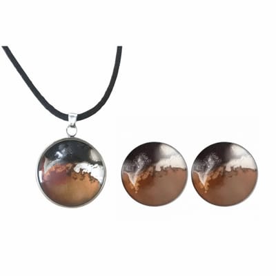 2 Delige set-Brownie-2 cm-Ketting-Clip oorbellen-geen gaatje-Charme Bijoux