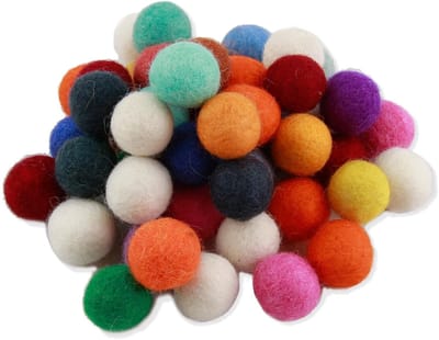 Dailygoods- Viltballen 50 stuks - Kleurrijke Wolvilten Kralen - 15 mm Diameter - Handvilten Kralen - Creatief Knutselen - Decoratie Projecten - Knutselballen