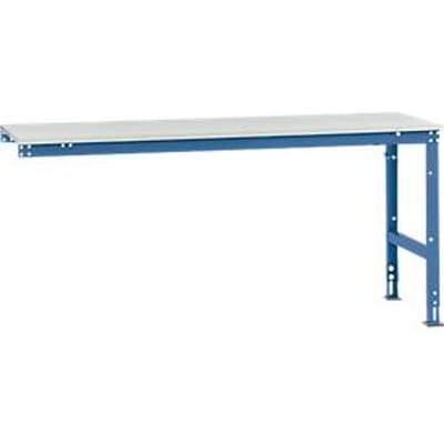 Manuflex aanbouwtafel UNIVERSAL Standaard, 2000 x 800 mm, melamine lichtgrijs, briljantblauw