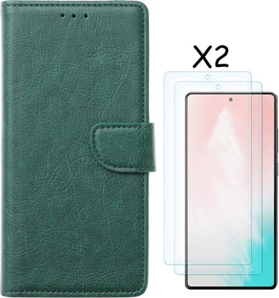 Hoesje Geschikt Voor Samsung Galaxy S20 FE 2022 hoesje bookcase Groen - Galaxy S20 FE bookcase wallet case portemonnee hoesje - Hoesje Geschikt Voor Samsung Galaxy S20 Fe 2022 screenprotector / 2X tempered glass