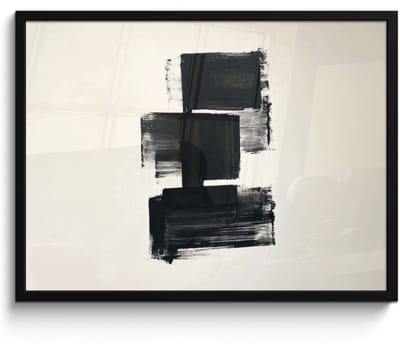 Poster in lijst - Fotolijst 80x60 cm - Posters - Rechthoeken - Penseelstreken - Abstract - Zwart - Posterlijst zwart - Decoratie - Wanddecoratie woonkamer - Muurdecoratie slaapkamer