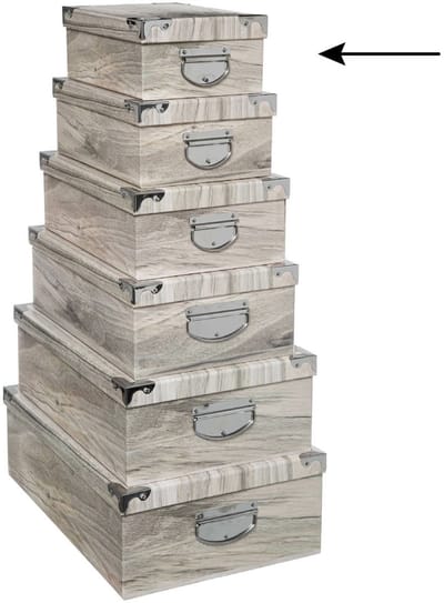 5Five Opbergdoos/box - 4x - Houtprint licht - L28 x B19.5 x H11 cm - Stevig karton - Treebox