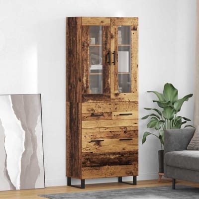 vidaXL - Highboard - 2 - st - Oud - Hout - 69,5 - x - 34 - x - 180 - cm - Bewerkt - hout