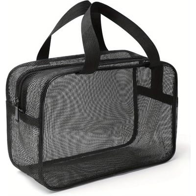 Sneldrogend Gemakkelijk Mee te Nemen Badkamer Draagtas Tote Bag Opbergtas Net Douche Sneldrogend Douche Net Douche Tas Grote Zakken zwart