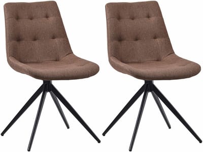 CLP Merna Set van 2 eetkamerstoelen - klassiek - Draaibaar - zonder armleuning - met rugleuning - Stof/taupe
