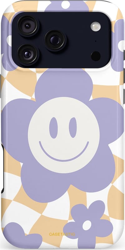 Casetastic hoesje geschikt voor Apple iPhone 17 Pro Max - MagSafe - Dubbellaagse bescherming - Madeliefjes magie - Fashion Case - Wit Zand Lavendel