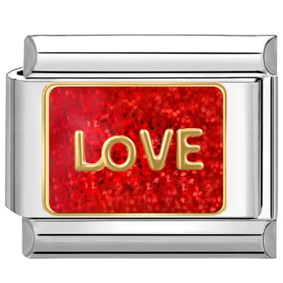 Quiges - Schakel - Bedel - 9mm - charms - rode liefde - Geschikt voor - armband - Schakelarmband - italy bedels armband