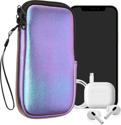 kwmobile telefoontasje universeel geschikt voor XL - 6,7/6,8" smartphones - 17,2 x 8,4 cm - Hoesje met rits en polslusje -In metallic lila -
