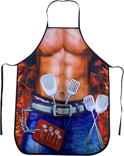 Sexy kookschort voor heren - Leuk BBQ-schort voor heren - Leuk keukenschort voor heren - BBQ-feestschort voor volwassenen voor heren - Cadeau voor heren