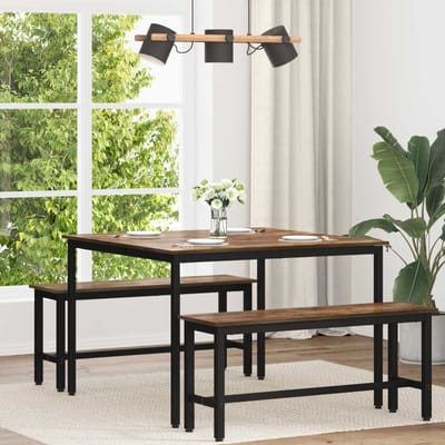 vidaXL - Eettafels - 110 - x - 110 - x - 75 - cm - Bewerkt - hout - Gerookt - eiken
