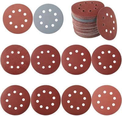 TOVBMUP Schuurschijf 125mm - Schuurschijf - Schuurpapier - Velcro-schuurpapier - 100 stuks - Voor 8-gaats excenterschuurmachine - Korrelgrootte 80/180/240/320/400/800/1000/1500/2000/3000