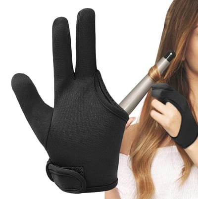 Hittebestendige Handschoenen - Krultang Bescherming - Haar Stylen - Drieweg Vingerontwerp - Universele Maat - Zwart