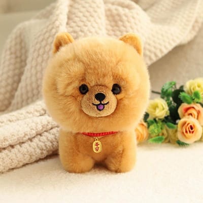 Cartoon 20cm Pluizige Hond Kat Knuffeldier Zegen Puppy Model Husky Pluche Begeleidingspop Speelgoed voor Kinderen Cadeau Huisdecoratie about 20cm beige