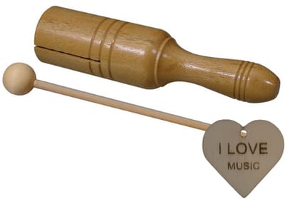 Specter buisvormige woodblock – houten I-model met klopper en sleutelhanger