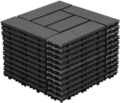 Terrastegels - Balkontegels WPC - Buitenruimte inrichten - Eenvoudig kliksysteem - 30 x 30 cm - Antraciet