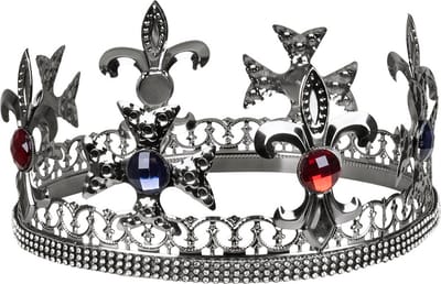 Boland - Metalen kroon Royal king zilver - 59 - Volwassenen - Unisex - Prinsen en Prinsessen- Middeleeuwen