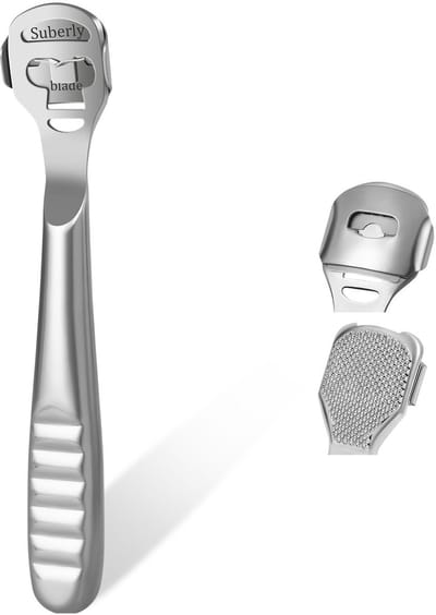 Dailygoods- Voetvijl Roestvrij Staal - Eeltverwijderaar - Pedicure-tool - 10 Vervangbare Koppen - Hielschrobber - Voor Thuisgebruik