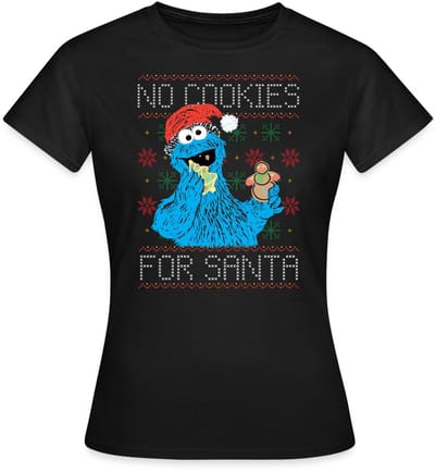 Sesamstraat Ugly Christmas | Geen Koekjes Voor Santa T-Shirt Dames