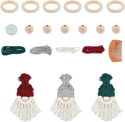 Set van 6 Kerstdecoraties met Macramé voor het Versieren van Bomen, Ramen en Deuren - Creatieve DIY Kerstversiering met Nomes