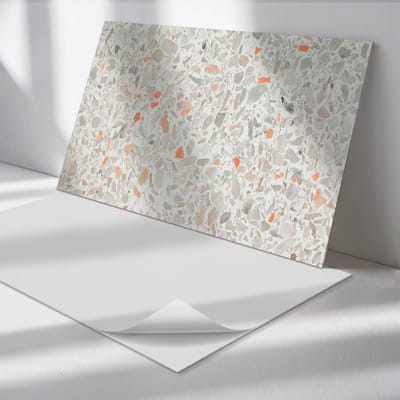 Wallfluent Vinyl Wandpaneel - Patroon met steeninsluitsels PVC Muurpaneel - 120 cm x 60 cm - Grijs PVC wandpaneel - 1 stuk - Rechthoekig Wandbekleding Vinyl - Texturen Wandpaneel - Zelfklevende Wandbekleding - Wandpaneel Keuken en Badkamer