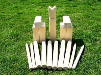Houten Kubb Spel - Viking Spel - Buiten Spelen - Massief Berkenhout - Compleet met Tas - Natuurlijk Hout
