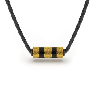 SERASAR Mannen Lederen Ketting [Solid] - Goud 50cm - Vriendje Cadeau Idee