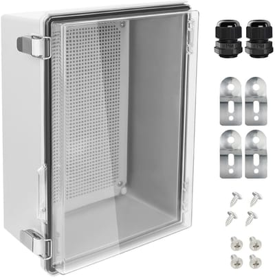 Waterproof Junction Box - Elektrische Behuizing - Buiten Elektronica - Transparant Deksel - 35 x 25 x 15 cm - Grijs