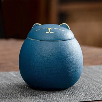 Boîtes à thé en céramique Créatives Mignonnes Chat porte-bonheur Pot de rangement Ménage Scellé Anti-humidité Boîtes à thé à bonbons scellées Fournitures de cuisine gray