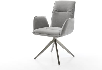 Eetkamerstoel Vinja-Flex kruisframe breed grafiet zachte stof met structuur grijs 360° draaibaar rocker-functie