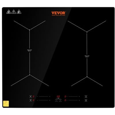 VEVOR Inductiekookplaat 6800W, 4-pits inductiekookplaat touchscreen 9 verwarmingsstanden, ingebouwde inductiekookplaat automatische uitschakeling en kinderbeveiliging