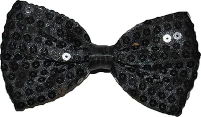 Funny Fashion Carnaval verkleed vlinderstrikje - met glitter pailletten - zwart - polyester - heren/dames