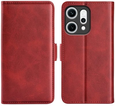MobyDefend Hoesje - Geschikt voor Oppo Reno14 - Luxe Wallet Book Case (Sluiting Zijkant) - Rood