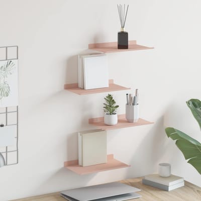vidaXL - Zwevende - plank - 4 - st - Roze - 30 - x - 18 - x - 2,5 - cm - Staal