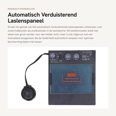 Dailygoods - Automatisch Verduisterend Laslenspaneel - Lashelmmasker - Groot venster voor optimaal zicht - Zonne-energie - Boogsensor - Geschikt voor...