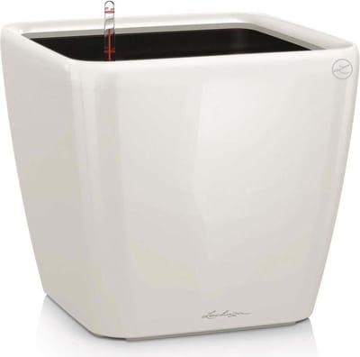LECHUZA QUADRO Premium LS 35 - Plantenbak - met uitneembare binnenbak - met bewateringssysteem - ALL-IN-ONE set met LECHUZA-PON - wit hoogglans