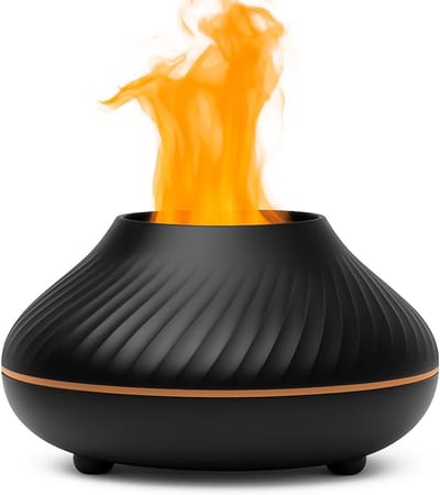 Bonfire Aroma Diffuser – Luchtbevochtiger Aromadiffusers met 7 Licht-opties – Geurverspreider Vernevelaar – Aromatherapie Aromadiffusers - etherische olie Verdamper Verstuiver，zwart