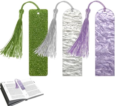 Dailygoods- Boekenleggers Set van 3 - Gepersonaliseerde Bladwijzers - Met Kwast - Lichtgewicht - Stevig Hars - Perfect voor Scholieren