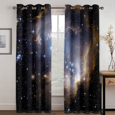 Rideau pare-soleil de paysage naturel de forêt, rideau de douche à impression 3D, tissu polyester lavable, écran décoratif pour la maison 50W60H(CM)X2PCS&Rod Pocket