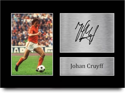 Voetbal Memorabilia - Fan Cadeau - Woon Decoratie - Gedrukte Handtekening - A4 Formaat - Zwart