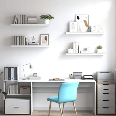 vidaXL - Wandschappen - zwevend - 4 - st - 80x23,5x3,8 - cm - MDF - eikenkleurig - wit