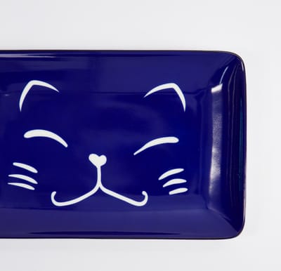 Tokyo Design Studio - Kawaii - Lucky Cat - Sushi Bord - Blauw - 21x13.5cm