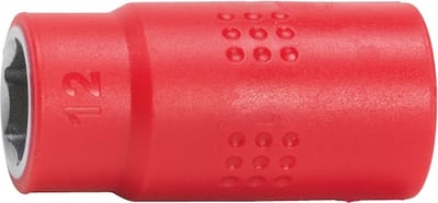 Wurth - VDE dopsleutel, 3/8 inch zeskant - VDE 3/8 inch dopsleutel, metrisch zeskant, kort x 1 st Soort aandrijving Binnenvierkant Sleutelwijdte 12 mm