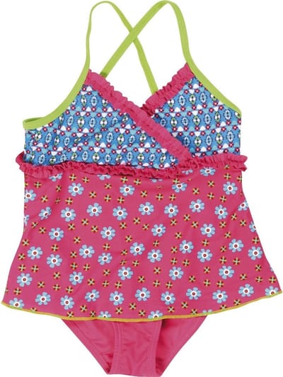 Playshoes UV-werend badpak met rokje bloemen roze maat 122/128