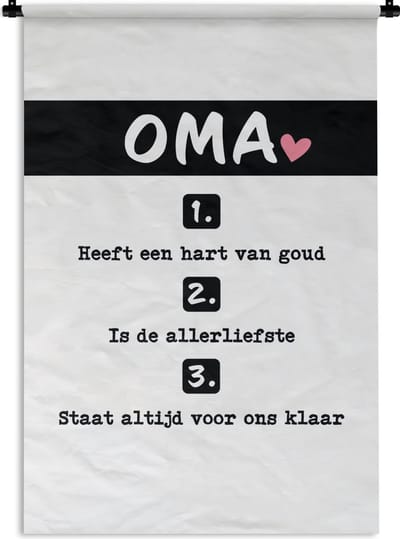Wandkleed Moederdag - Leuk cadeau voor oma - Definitie oma zwart wit Wandkleed katoen 90x135 cm - Wandtapijt met foto