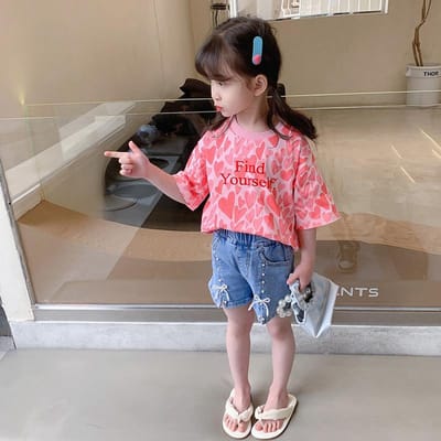 Meisjes T-shirt met korte mouwen Zomer Kinderkleding Baby Meisje Top met halve mouwen Zomer Kinderverzorging Shirt Zomer 140cm