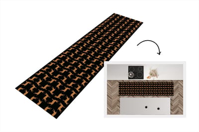 Keukenloper - Loper keuken - Patroon - Hert - Zwart - Bruin - 200x50 cm - Keukenloper vinyl