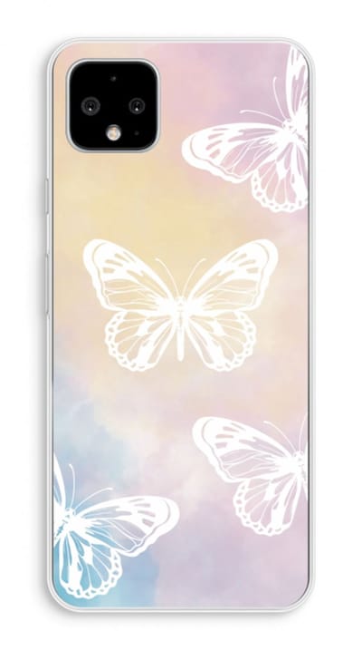 Case Company® - Hoesje geschikt voor Google Pixel 4 XL hoesje - White butterfly - Soft Cover Telefoonhoesje - Bescherming aan alle Kanten en Schermrand