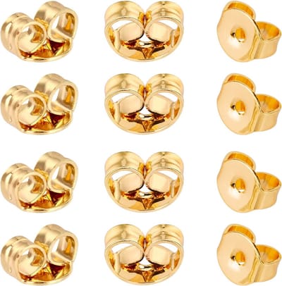 Veilige oorvergrendeling voor oorknopjes, 12 stuks/6 paar, gouden vervanging, sieraden maken, goud, 6 x 5 mm