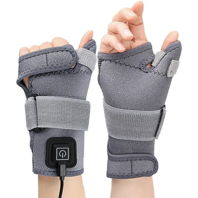USB Elektrische Duim Polsbrace 3 Temperatuurregeling Kristalfluweel Warme Polssteun Brace Voor Tendinitis Verstelbaar grijs