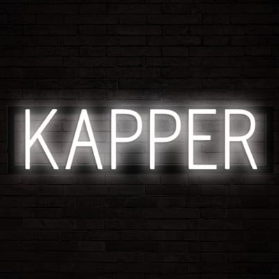 KAPPER - Lichtreclame Neon LED bord verlicht | SpellBrite | 60,48 x 16 cm | 6 Dimstanden & 8 Lichtanimaties | Reclamebord neon verlichting